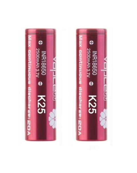 K25 18650 2500mAh Battery by Vapcell - Pack of 2